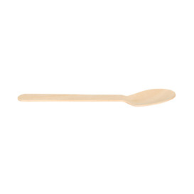 Cucchiaio di Legno Usa e Getta Imbustate 16cm (25 Pezzi)