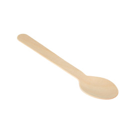Cucchiaio di Legno Usa e Getta Imbustate 16cm (25 Pezzi)
