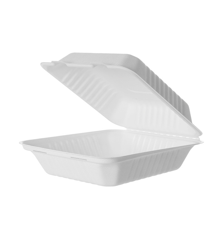 Contenitori Canna da Zucchero + PLA Bianco 20x20x7,5cm (50 Pezzi) Contenitori Canna da Zucchero + PLA Bianco 20x20x7,5cm (50 Pezzi)