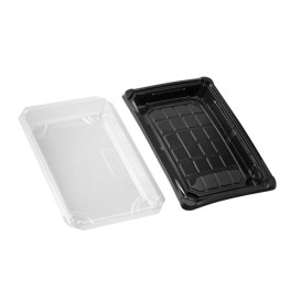 Imballaggi e Coperchio Sushi PLA Nero 15,0x23,0 cm (100 Pezzi)