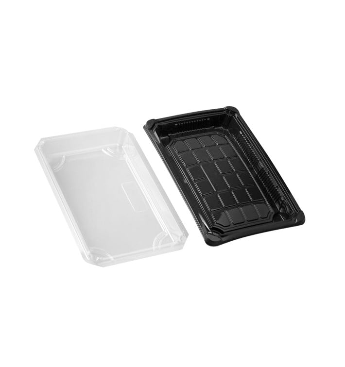 Imballaggi e Coperchio Sushi PLA Nero 15,0x23,0 cm (600 Pezzi)