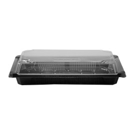 Imballaggi e Coperchio Sushi PLA Nero 15,0x23,0 cm (100 Pezzi)