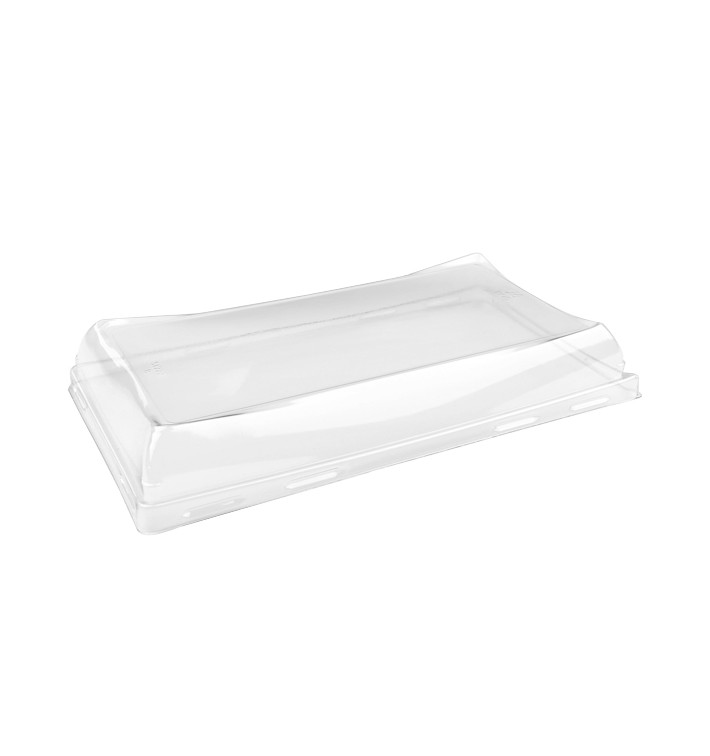 Coperchio Plastica Trasparente Vassoio 12x22cm (300 Pezzi) Coperchio Plastica Trasparente Vassoio 12x22cm (300 Pezzi)