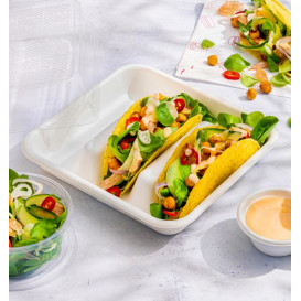 Contenitore per Tacos di Canna da Zucchero Bianco 18,5x18,5cm (50 Pezzi)