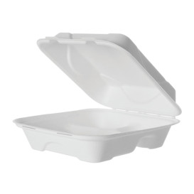 Contenitori Canna Zucchero 3S Bianco 20x20x7,5cm (50 Pezzi)