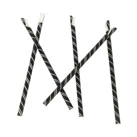 Cannuccia Cucchiaio Carta Nera Strisce Bianche Ø8mm 20cm (100 Pezzi)