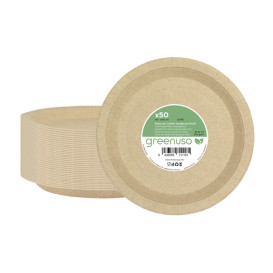 Piatto di Carta Tondo Anti-grasso Kraft Ø22cm 245g/m² (50 Pezzi)