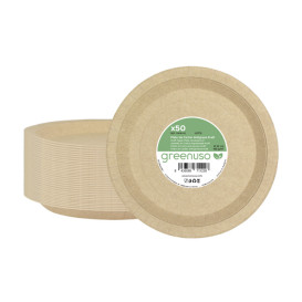 Piatto di Carta Tondo Anti-grasso Kraft Ø22cm 195g/m² (50 Pezzi)