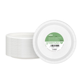 Piatto di Carta Tondo Anti-grasso Bianco Ø22cm 220g/m² (50 Pezzi)