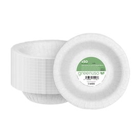 Piatto Fondo di Carta Anti-grasso Bianco Ø19cm 250g/m² (500 Pezzi)