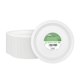 Piatto di Carta Tondo Anti-grasso Bianco Ø18cm 250g/m² (50 Pezzi)