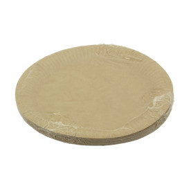 Piatto in Cartone Rondo “Radial” Kraft Ø18cm 200gr/m² (50 Pezzi)