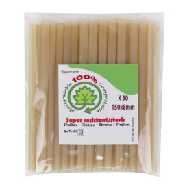 Cannucce Bio Dritte in Canne da Zucchero Ø0,8cm 15cm (50 Pezzi)