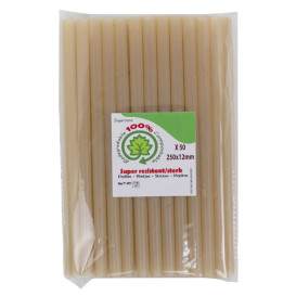 Cannucce Bio Dritte in Canne da Zucchero Ø1,2cm 25cm (50 Pezzi)