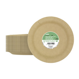 Piatto in Cartone Rondo “Radial” Kraft Ø18cm 200gr/m² (50 Pezzi)