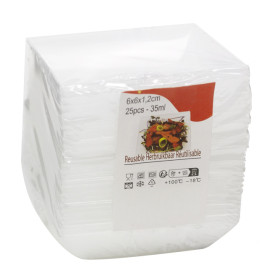 Vassoio Riutilizzabile Degustazione PP Quadrato 6x6cm 35ml (25 Pezzi)