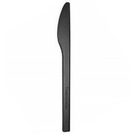 Coltello in CPLA Biodegradabile Nero 17cm (25 Pezzi)