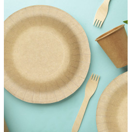Piatto Fondo di Carta Anti-grasso Kraft Ø19cm 245g/m² (500 Pezzi)
