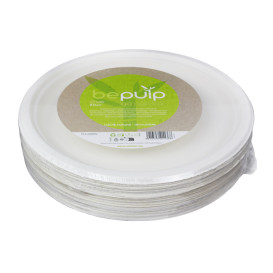 Piatto Bio in Canna da Zucchero Bianco Ø26cm (50 Pezzi)