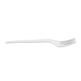 Forchetta Biodegradabile Riutilizzabile in CPLA Bianca 17cm (100 Pezzi)