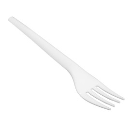 Forchetta Biodegradabile Riutilizzabile in CPLA Bianca 17cm (100 Pezzi)