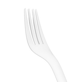 Forchetta Biodegradabile Riutilizzabile in CPLA Bianca 17cm (100 Pezzi)
