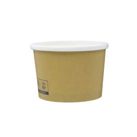 Contenitore di Cartone Kraft con Bordo Bianco 250ml Ø9,0cm (25 Pezzi)