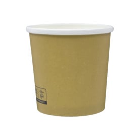 Contenitore di Cartone Kraft con Bordo Bianco 350ml Ø9,0cm (25 Pezzi)