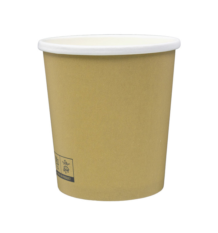 Contenitore di Cartone Kraft con Bordo Bianco 450ml Ø9,8cm (25 Pezzi) Contenitore di Cartone Kraft con Bordo Bianco 450ml Ø9,8cm (25 Pezzi)