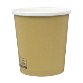 Contenitore di Cartone Kraft con Bordo Bianco 450ml Ø9,8cm (25 Pezzi)