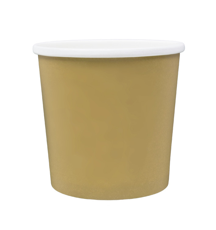 Contenitore di Cartone Kraft con Bordo Bianco 750ml Ø11,9cm (25 Pezzi) Contenitore di Cartone Kraft con Bordo Bianco 750ml Ø11,9cm (25 Pezzi)