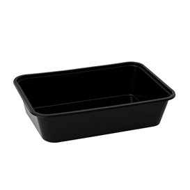 Contenitore Rettangolare in PP Nero con Coperchio 500ml 17,3x11,9cm (500 Pezzi)