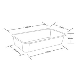 Contenitore Rettangolare in PP Nero con Coperchio 500ml 17,3x11,9cm (500 Pezzi)