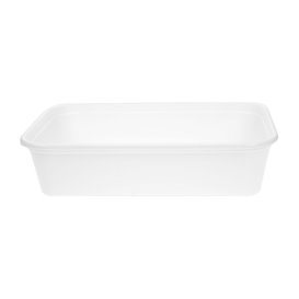 Contenitore Rettangolare in PP Bianco con Coperchio 500ml 17,3x11,9cm (50 Pezzi)