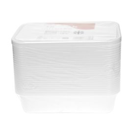 Contenitore Rettangolare in PP Bianco con Coperchio 500ml 17,3x11,9cm (50 Pezzi)