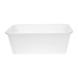 Contenitore Rettangolare in PP Bianco con Coperchio 750ml 17,3x11,9cm (50 Pezzi)