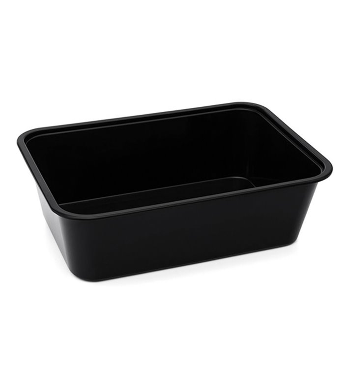 Contenitore Rettangolare in PP Nero con Coperchio 750ml 17,3x11,9cm (50 Pezzi) Contenitore Rettangolare in PP Nero con Coperchio 750ml 17,3x11,9cm (50 Pezzi)