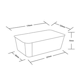 Contenitore Rettangolare in PP Nero con Coperchio 1.000ml 17,3x11,9cm (50 Pezzi)