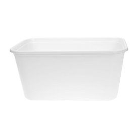 Contenitore Rettangolare in PP Bianco con Coperchio 1.000ml 17,3x11,9cm (50 Pezzi)
