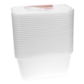 Contenitore Rettangolare in PP Bianco con Coperchio 1.000ml 17,3x11,9cm (500 Pezzi)