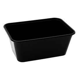 Contenitore Rettangolare in PP Nero con Coperchio 1.000ml 17,3x11,9cm (50 Pezzi)
