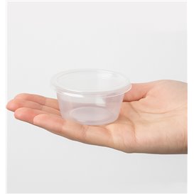 Contenitore in PP Trasparente per Salse con Coperchio 2Oz/60ml (100 Pezzi)