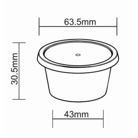 Contenitore in PP Trasparente per Salse con Coperchio 2Oz/60ml (100 Pezzi)