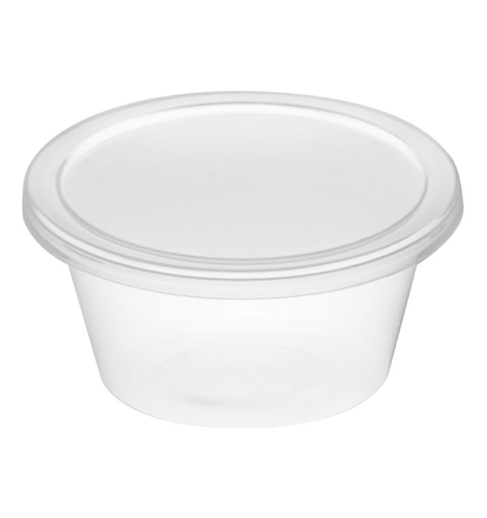 Contenitore in PP Trasparente per Salse con Coperchio 2Oz/60ml (100 Pezzi) Contenitore in PP Trasparente per Salse con Coperchio 2Oz/60ml (100 Pezzi)