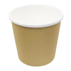 Contenitore di Cartone Kraft con Bordo Bianco 750ml Ø11,7cm (25 Pezzi)