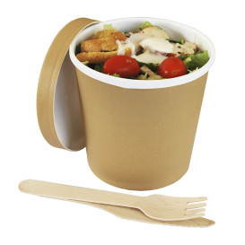 Contenitore di Cartone Kraft con Bordo Bianco 750ml Ø11,7cm (25 Pezzi)