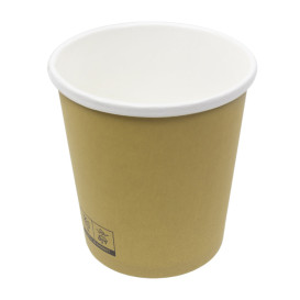Contenitore di Cartone Kraft con Bordo Bianco 450ml Ø9,8cm (25 Pezzi)