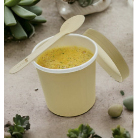 Contenitore di Cartone Kraft con Bordo Bianco 350ml Ø9,0cm (25 Pezzi)