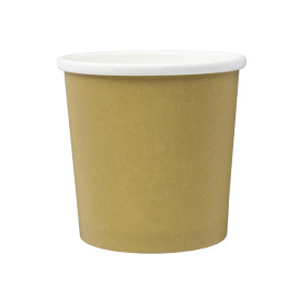 Contenitore di Cartone Kraft con Bordo Bianco 350ml Ø9,0cm (25 Pezzi)