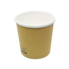 Contenitore di Cartone Kraft con Bordo Bianco 350ml Ø9,0cm (500 Pezzi)